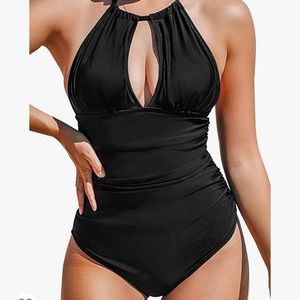Black Cupshe halter one piece swimsuit